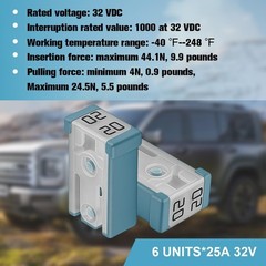 6PCS Mini Slotted Automotive MCASE Shaped Cartridge Fuse Kit, 20A 32V Vehicle Mi