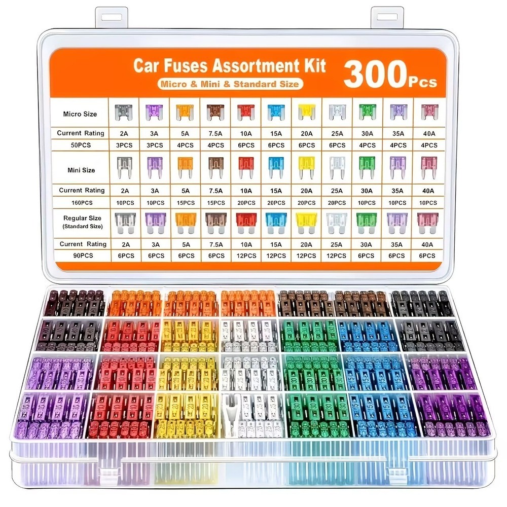 300Pcs Car Fuse Assortment Kit, 160 Mini Blade Fuses Automotive + 90 Standard**