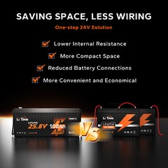 Litime 24V 100Ah Bluetooth 5.0 Low Temp LiFePO4 Lithium Battery For Solar Marine