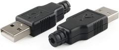 USB 2.0 Connector 10PCS USB 2.0 A Type Male 4-Pin Plugs with Black Plastic Cover