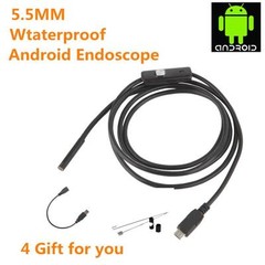 5.5mm Android Endoscope Waterproof Snake Borescope USB Inspection Camera 6 LED