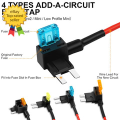 16 Pack 4 Types Fuse Tap, Upgraded 12V Car Add a Circuit Fuse Tap Kit