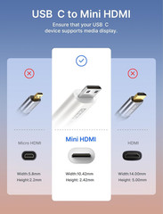 USB C to Mini HDMI Cable 3FT (NOT HDMI), High Speed 4K Type C to Mini HDMI (4K@3