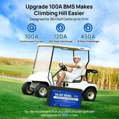 ECO-WORTHY 36V 50AH Lithium Golf Carts Lifepo4 Battery with 36V 25A Charge