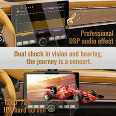 Haudio Android Car Stereo 10.1″ Single Din with 360° 10.1inch 2+64G, black