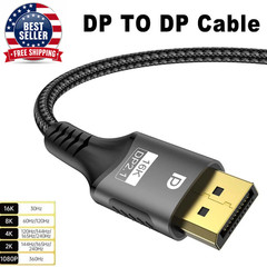 Displayport 2.1 16K DP Cable 8K@120Hz/60Hz 4K@240Hz 80Gbps HDR Video Audio Cable