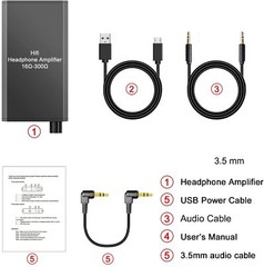 16-300Ω Mini HiFi Headphone Amplifier Portable Earphone AMP w/ 3.5mm Audio Cable