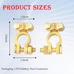 2PCS Positive & Negative Battery Terminal Connectors,Brass Battery Cable Ends…