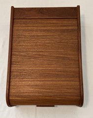 Vintage Indonesia Wooden Teak Tambour Roll Top Cassette Holder Case 14×10 Inch