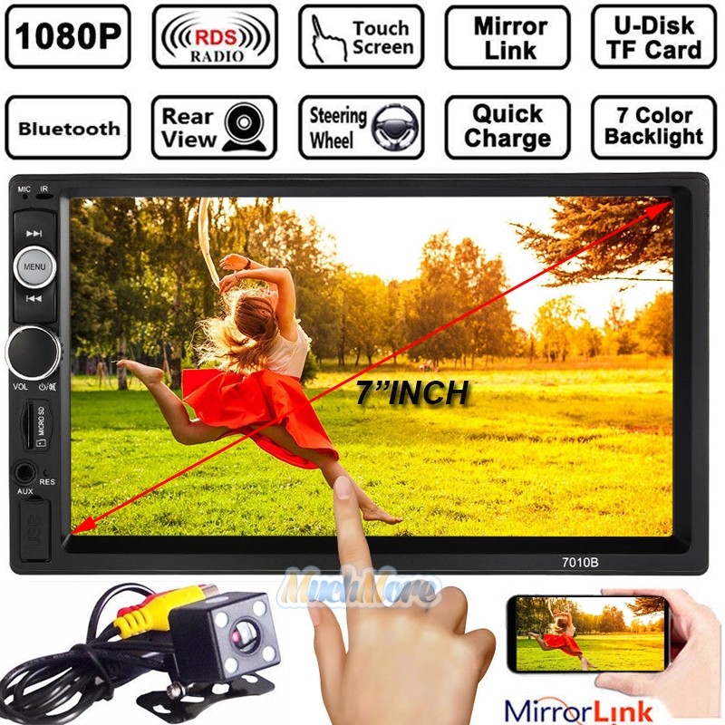 7″ Bluetooth Touch Screen 2DIN Car Stereo Radio Multi Media MP5 Player+Rear Cam