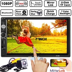 7″ Bluetooth Touch Screen 2DIN Car Stereo Radio Multi Media MP5 Player+Rear Cam