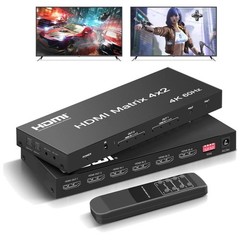 HDMI Matrix Switch 4 in 2 Out HDCP2.2 Auto Downscaler
