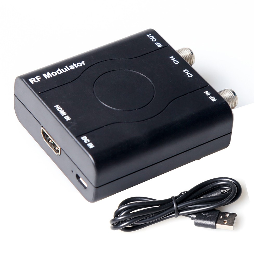 Black HDMI to RF Modulator VHF RF Modulator HDMI Coaxial Converter Adapter