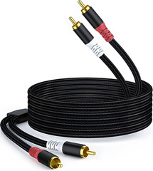 RCA Audio Cable 25FT – Dual Shielded Noise Free Braided Male to Male Audio Cord
