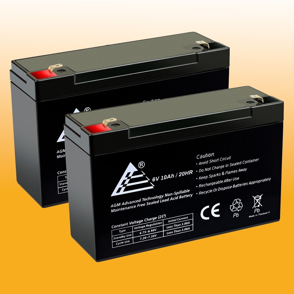 2 Pack – 6v 10ah 6 volt 10 AMP SLA AGM Battery Replaces Yuasa NP10-6