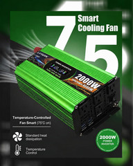 2000 Watt Pure Sine Wave Inverter, DC 12V to 120V AC Power Inverter for Vehicle,
