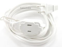 9ft 3-Outlet 2-Prong White Power Extension cable. PC-E309