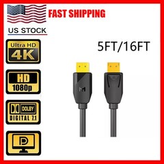 Displayport to Display Port Cable DP Male to Male Cord 4K HD w/Latches 5ft-16ft