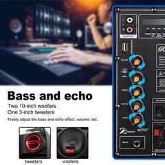 9000W Dual 10″ Subwoofer Portable Bluetooth Party Speaker With Mic Remote Light