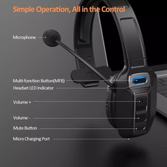 Trucker Bluetooth 5.2 Wireless Headset With Noise Cancelling Mic For Phones PC