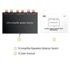 2-Way Speaker Switcher Selector Box, 1-In-2-Out Amplifier A/B Switch, No Power N
