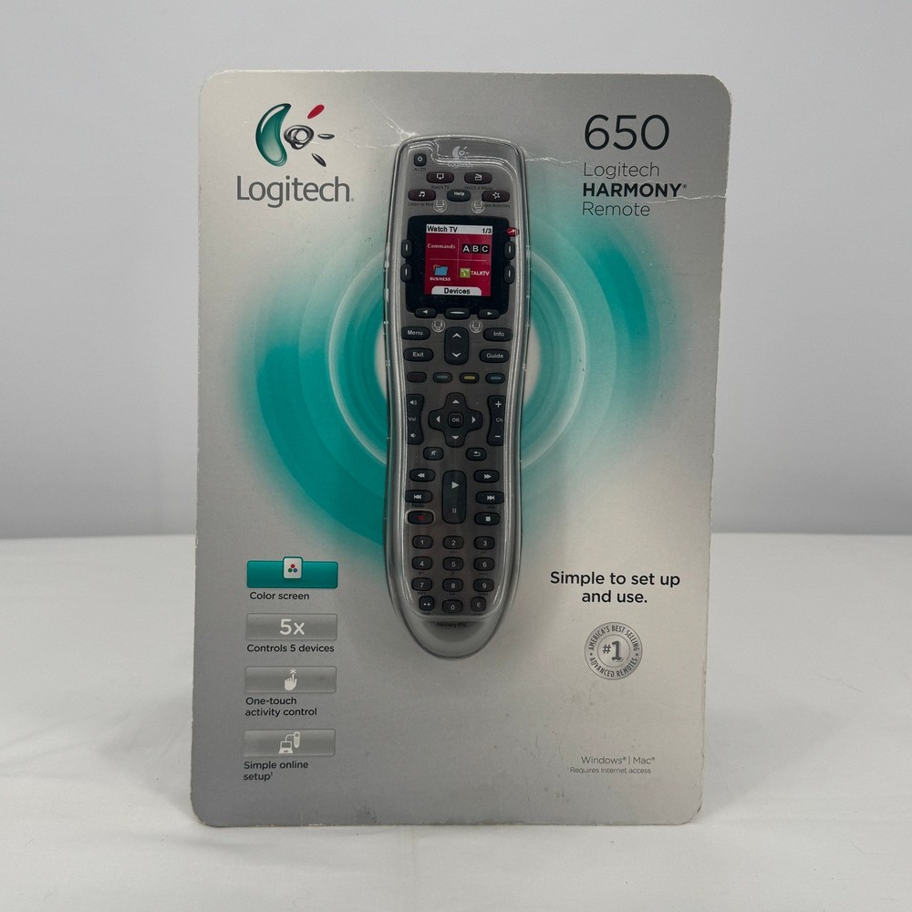 Logitech Harmony 650 Universal Remote Color Screen Silver 915-000193 New