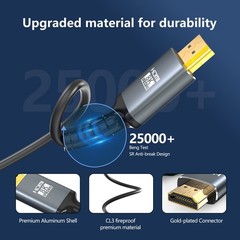 8K HDMI Cable 2.1 100 FT, 48Gbps Fiber HDMI 2.1 Cable in-Wall CL3 Support 8K6…