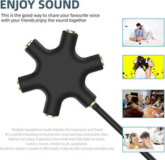 5-Jack Audio Headphone Jack Splitter 5 Way for 3.5Mm Devices Multi Earphone Aux