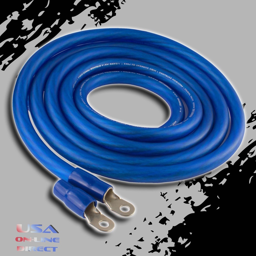 0 Gauge 25 feet BLUE Power 100% OFC Wire Strand Copper Marine Cable 1/0 AWG USA