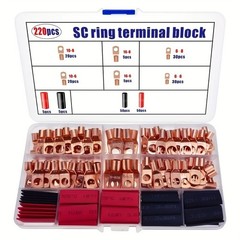 220-Piece SC Ring Terminal Kit – Copper Terminals for Electrical Wiring