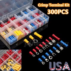 300Pcs Mixed Insulated Solderless Crimp Electrical Wire Connectors Terminals Kit