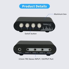 4 In 1 Out / 1 In 4 Out Aux 3.5mm Stereo Audio Input Signal Source Switcher 4way
