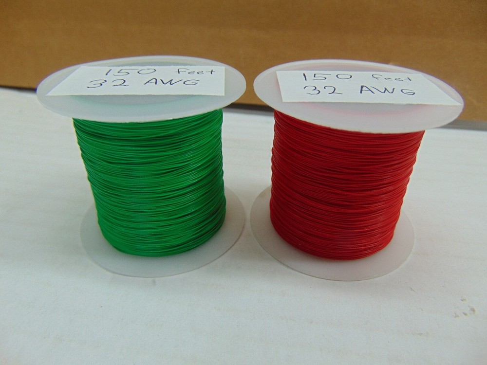 300 feet 32 AWG Stranded Silver Plated Copper PTFE Wire Red and Green SPC .30mm