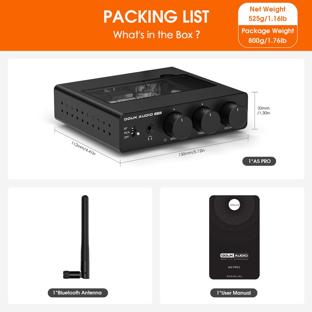 HIFI 300W Digital Amplifier with Bluetooth Stereo Class D Audio Amp for Speakers
