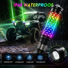 2x 1~3FT Laser LED Whip Spiral Chasing RGB Fat Whip Light For Can Am Polaris RZR