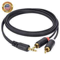 RCA Cables – 59IN/5FT Stereo Jack to 2RCA Plugs for Smartphone, Tablet, HDTV, DV
