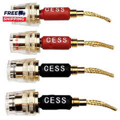 CESS-220 Pin Banana Plug to 4Mm Female Banana Jack/Speaker Wire 4 Pack