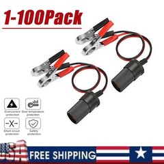 2X Car Battery Alligator Clamp Cable Clip Lot Cigarette Lighter Adapter Socket