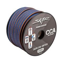 Skar Audio 12 Gauge CCA Car Audio Speaker Wire – 100 Feet (Matte Brown/Blue)