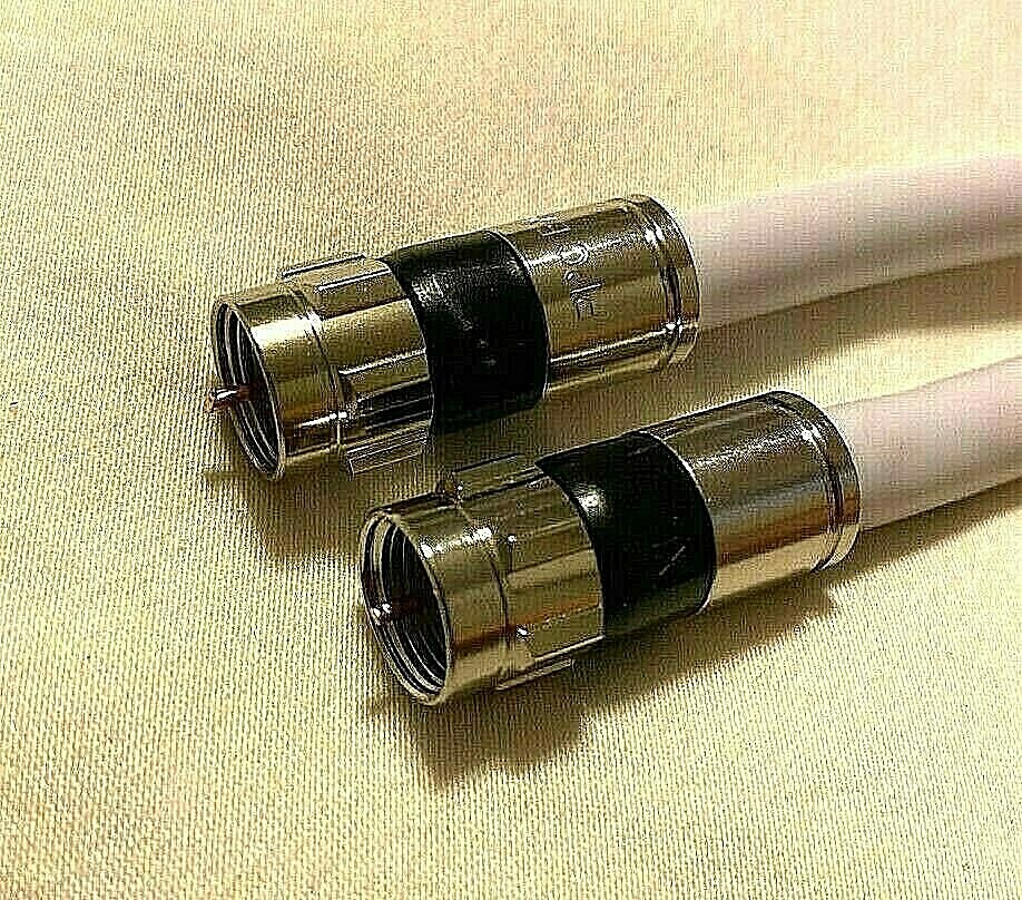 RG6 QUAD SHIELD COAXIAL CABLE WHITE 3GHz 18AWG with f-TYPE COMPRESSION CONNECTOR