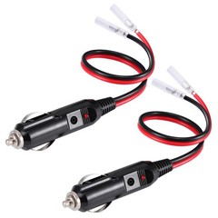 2Pack 12V-24V Fused Car Cigarette Lighter Male Plug Leads LED Light Replacement