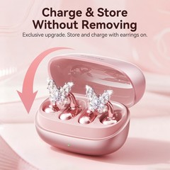 Gen2 Clip-On Open Ear Earbuds with Sparkle Butterfly Earrings, Earrings-On St…