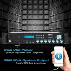 Pyle Bluetooth 3000W 2-Ch Hybrid Pre-Amplifier w/ USB/SD/AUX/AM/FM Radio P3001BT