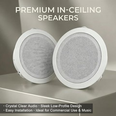 Herdio 4 Pack 6″ 70V Commercial Ceiling Speaker High-Fidelity Audio Wide Sound
