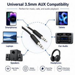 3.5mm Stereo Male to Male Audio Cable Slim Type – 3ft / 6ft / 12ft / 25ft / 50ft
