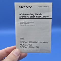 Sony IC Recording Media Memory Stick PRO Duo Instruction Manual Booklet
