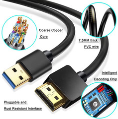 AKWOR 0.5M USB to HDMI Adapter Cable, USB to HDMI Male 1080P HD Monitor Display