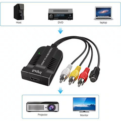 1080P HDMI to Male AV/S Video Adapter – S-Video, HDMI2AV+S CVBS Video Converter