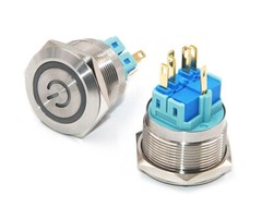 LED Latching ON/OFF Stainless Steel Push Button Panel Mount Switch LOT