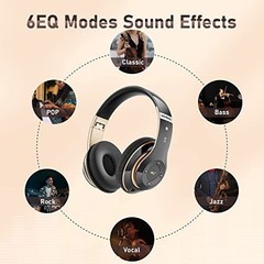 Bluetooth Headphones Over Ear, 6S Wireless Headphones Wired with 6 EQ Modes, …